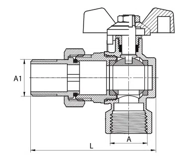 Diamantový kulový kohout 3/4" CO s úhlovou spojkou ART.3232-20