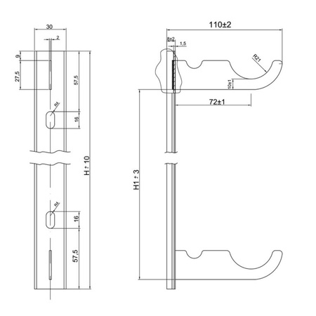 Diamantový hliníkový závěs chladiče H-800 2ks./kpl HANGER.AL. H-800*2