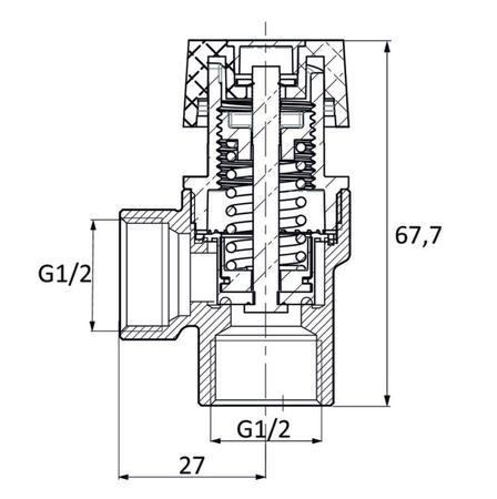 Diamantový pojistný ventil GW 1/2" 2,5bar ART.710-15-2,5