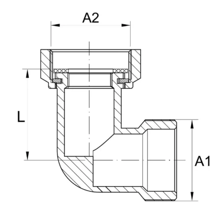 Diamantový úhlový půlšroub 1" mosaz ART.47K-25X25