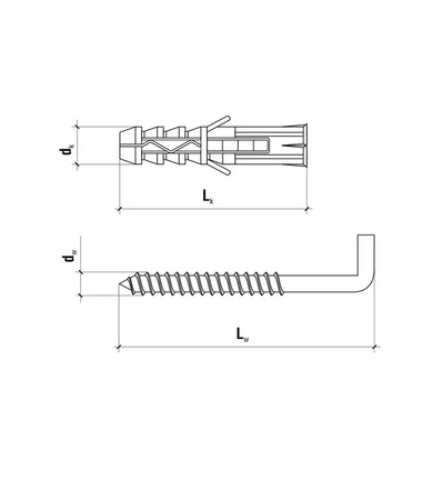 Šroubová rozpěrná zátka s rovným háčkem 6x30mm 10ks PX-06
