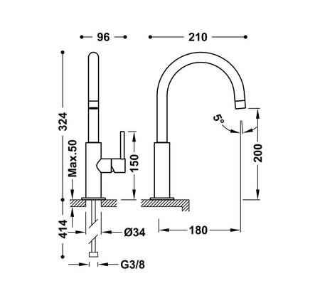 Tres Study Colors umyvadlová baterie matná zlatá 26290402OM