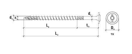 Wkręt-Met stavební šroub WKCP 8x380mm s podložkovou hlavou a Torx nástrčkou 50 kusů WKCP-08380