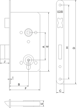 Lobový zadlabací zámek 72/50 Z75Z