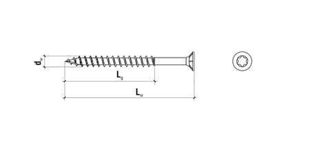 Argip vrut do dřeva se zápustnou hlavou a torx hlavicí A2 AN 201 5x80mm