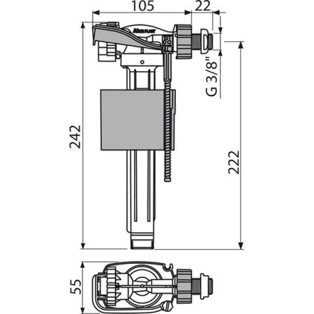 Plnicí ventil Alcaplast 3/8" A160P