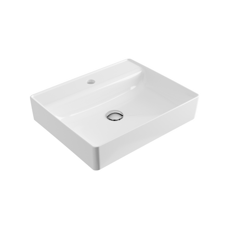 Vynikající obdélníkové umyvadlo na desku s otvorem pro baterii, bílý lesk Rima 2.0 50x40cm CEEX.4901.500.WH