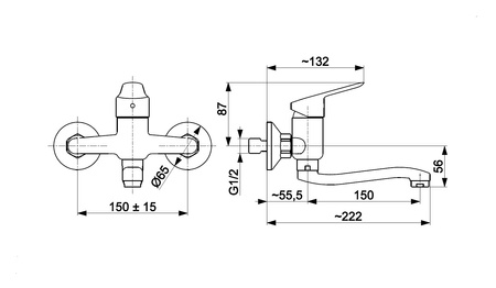 KFA Armatura Sparc Černá nástěnná umyvadlová baterie 5410-810-81
