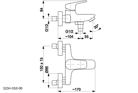 KFA Armatura Abasha vanová baterie, nástěnná, chrom, 5234-010-00