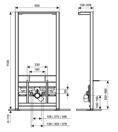 Modrý Rafa podomítkový rám na bidet B061201003