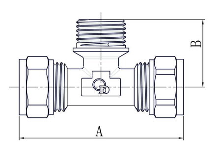 Diamantové T-kus -CH PEX-AL-PEX vnější závit 20x20x1/2" mosaz FTN-007.1/2x20x20.TC