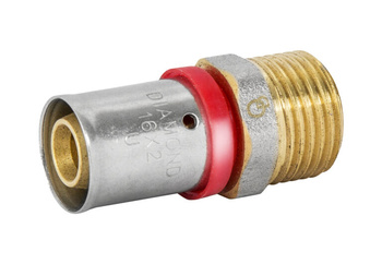 Diamantový konektor ZŁ-CH PEX-AL-PEX 16x1/2" lisovaný vnější závit mosaz FZZ-001.1/2X16.ZŁ-CH