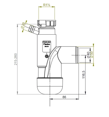Prevex Flexloc Pro FL1-B2NR4-01PL dřezový polosifon