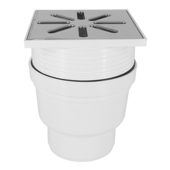 DES Group nastavitelný kanalizační rošt fi110 15x15 spodní kovový bílý 01.016.022