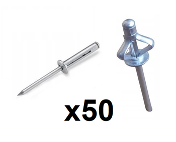 Trhací nýt Trebol 4x18,8mm AN396 Al/Al plochá hlava na plast 50 kusů