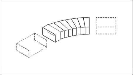 Dospel konektor horizontální polygonální koleno D/PW 110x55 007-0226