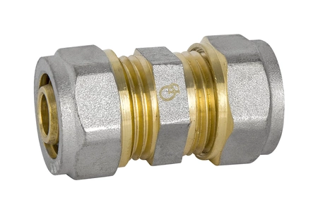 Diamantový dvojitý redukční konektor 16x16 pex-al-pex mosaz FTN-003.16x16.ZŁ-2