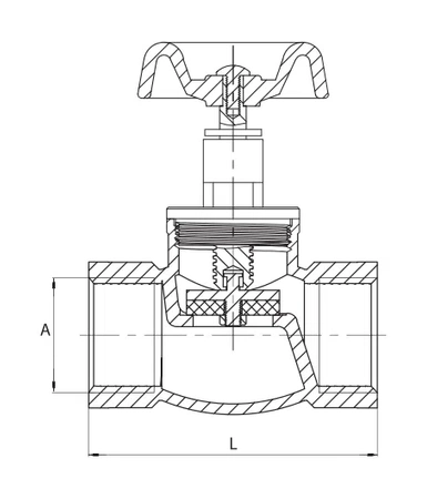 Diamantový kulový uzavírací ventil 1 1/2" PN-M-75002, pozinkovaná litina ART.2600-40