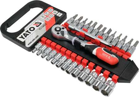 Sada nástrčných hlavic Yato s příslušenstvím 1/4" 28 dílů YT-14433