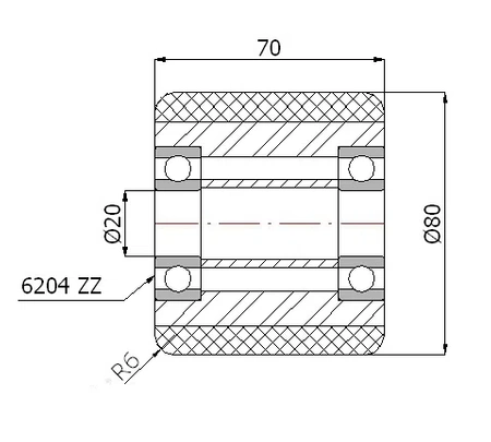 Zabi hliník-pryžový válec pro paletové vozíky 80x70 RAG-80-70