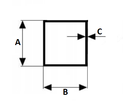 Hliníková trubka čtvercová 25x25x2,0mm 1m PA38