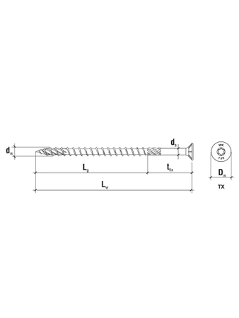 Wkręt-Met stavební šroub WKCS 8x120 se zápustnou hlavou a torx hlavicí 50 kusů WKCS-B -08120