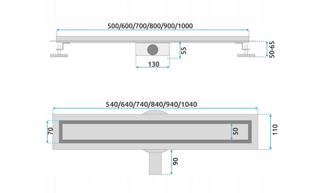 REA lineární odtok NEOX PRO kartáčovaná ocel reverzibilní 2v1 70cm G5808