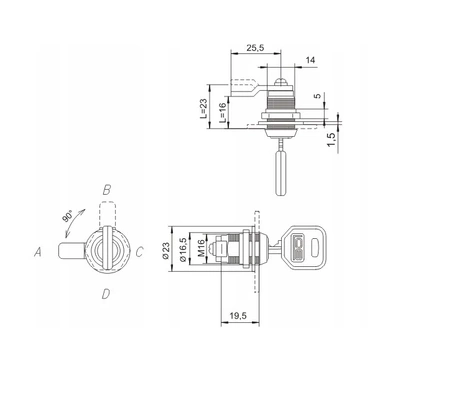 Kazetový cylindrický zámek LOB ZKP61-20-03-A1