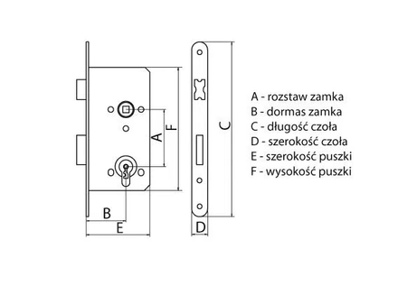 Závorový zámek ZT9516B 90/50 pozinkovaný se západkou ZP-LE-093