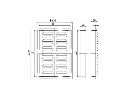Dospel venkovní kovová nástěnná mříž D/AK stříbrná 140x140mm 007-1820
