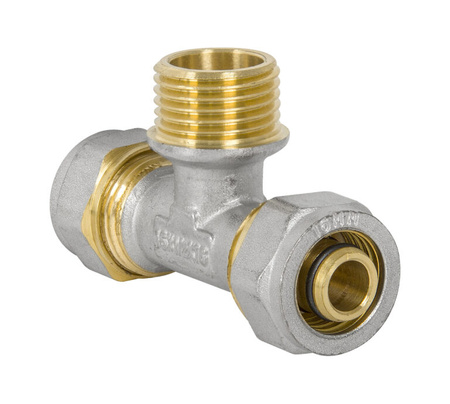 Diamantové T-kus -CH PEX-AL-PEX vnější závit 16x16x1/2" mosaz FTN-007.1/2x16x16.TC