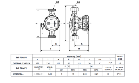 LFP oběhové čerpadlo Experia 3L 25/40-70 180mm elektronicky řízené