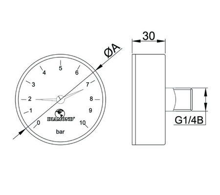 Suchý manometr 63mm GZ1/4" 0-6bar zadní připojení 0840006