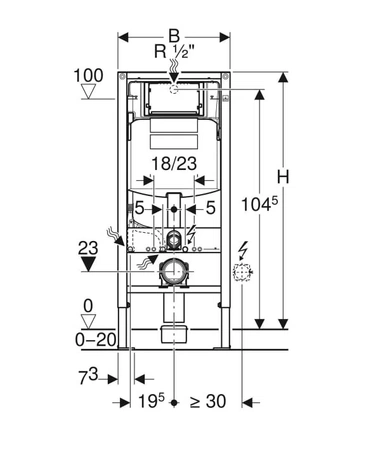 Geberit Duofix instalační sada pro závěsné WC mísy 112 cm se Sigma podomítkovou nádržkou 12 cm 111.320.00.5