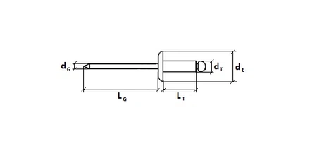 Hliníkovo-ocelový trhací nýt se zvětšenou plochou hlavou GBK 4,8x14mm