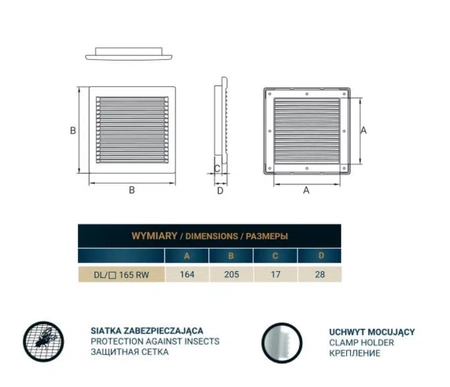 Přídavná mřížka pro 165 RW 007-0162