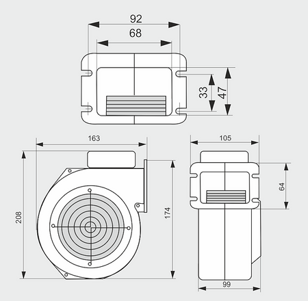 Ventilátor M PLUS M pro kamna WPA 06 s klapkou