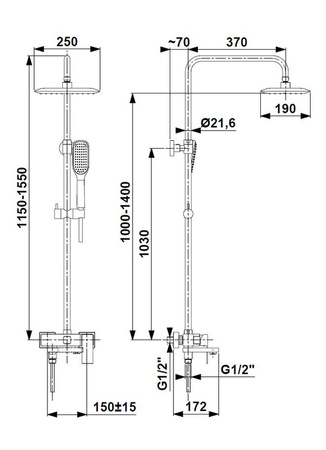 KFA armatury pro dešťovou sprchu Logon se sprchovou baterií a sklopným výtokem do vany 5136-915-00