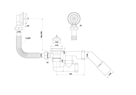Vanový sifon Ani Plast s kovovým sítkem a zátkou 1314