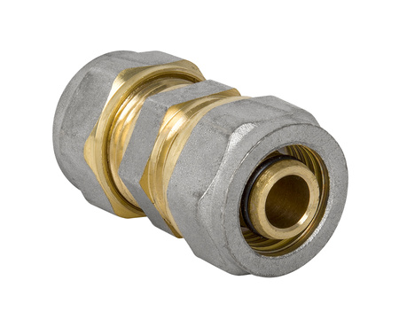 Diamantový dvojitý redukční konektor 16x16 pex-al-pex mosaz FTN-003.16x16.ZŁ-2