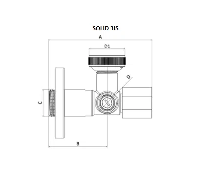 Rohový ventil Duro Solid Bis 1/2"x3/4"x3/8" D/ZK-SOLIDBIS123438