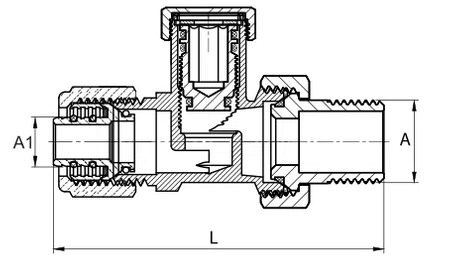 Diamantový přímý PEX uzavírací radiátorový ventil ART-26-PEX-1/2X16