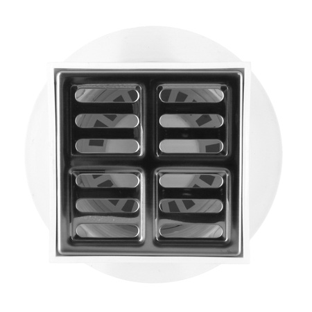 DES Group polohovatelný kanalizační rošt fi50 10x10cm kovové bílé dno