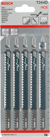 Pilový list do přímočaré pily Bosch T 344 D Speed for Wood 5 kusů 2608633A34