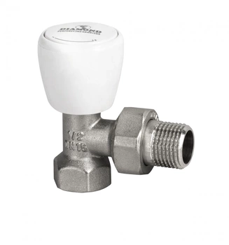 Radiátorový ventil úhlový diamantový poniklovaný 1/2"x1/2" ART.63-1/2.K