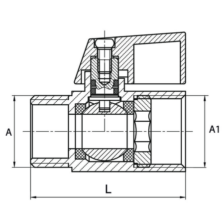 Diamantový mini kulový ventil 1/2'' se sytičem ART.372-15.WZ