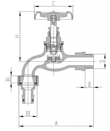 Diamantový pozinkovaný hřibový kohoutek ventil 3/4'' ART.2700-20