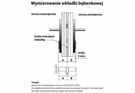 Dveřní zámková vložka Abus s knoflíkem KD10 55/40 třída 5.2 perleťový nikl WK-AB-142