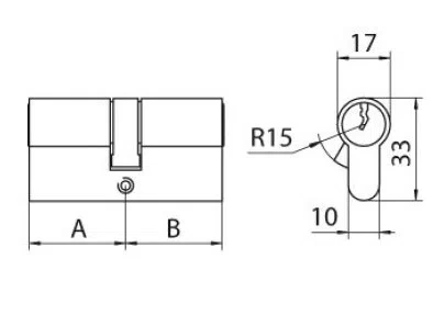 LOB Ares WG54 vložka válce s mosazným knoflíkem 30/45 WK-LE-103
