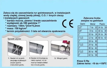 Diamantem impregnované nitě pro utěsnění závitů 150m ART.576